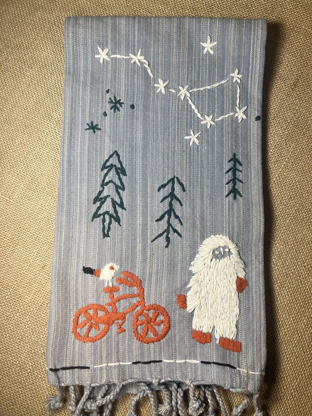 Abominable Snowman Winter Holiday Christmas Embroidered Hand Towel